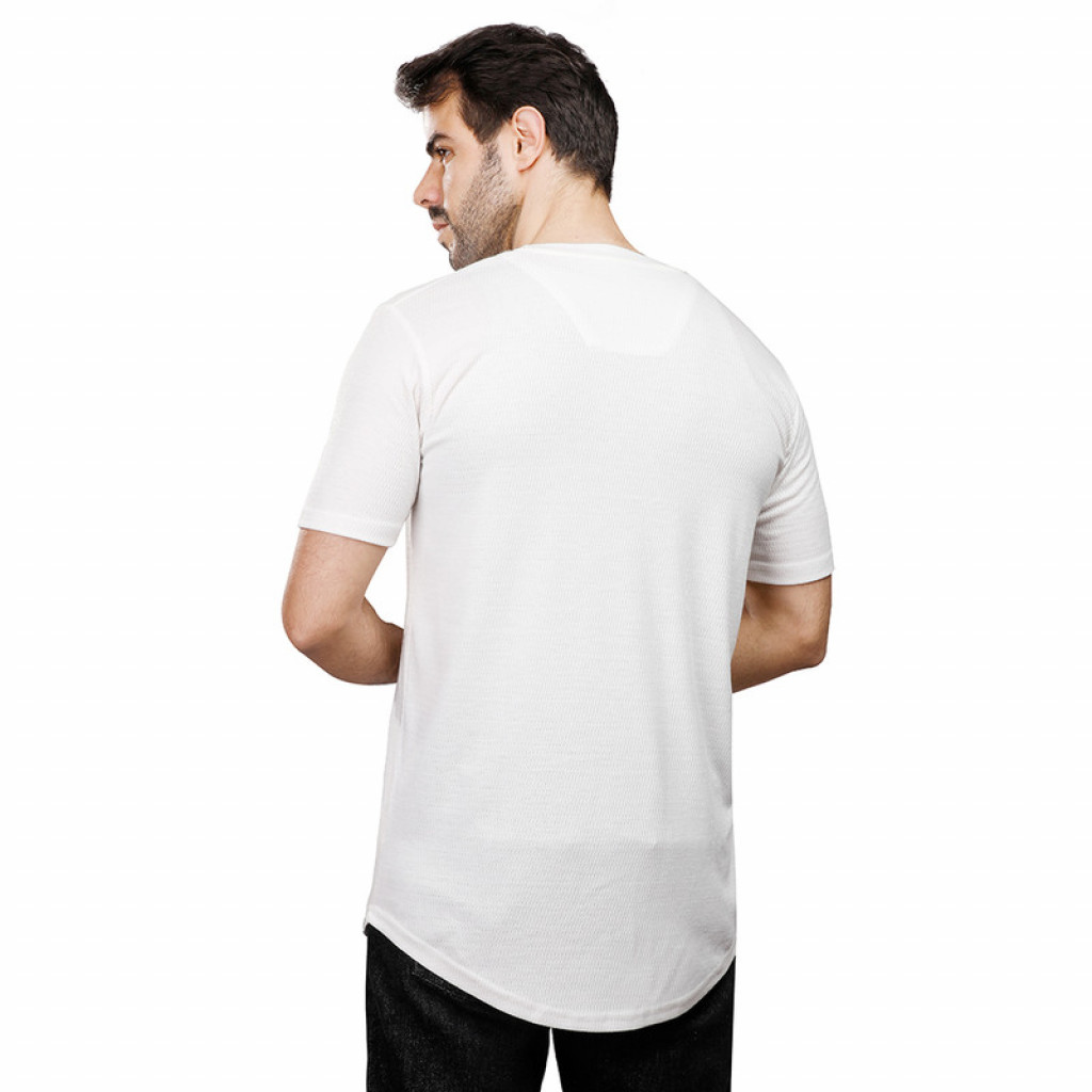 Coup - Texture T-Shirt With Round Neck And Short Sleeves WHITE