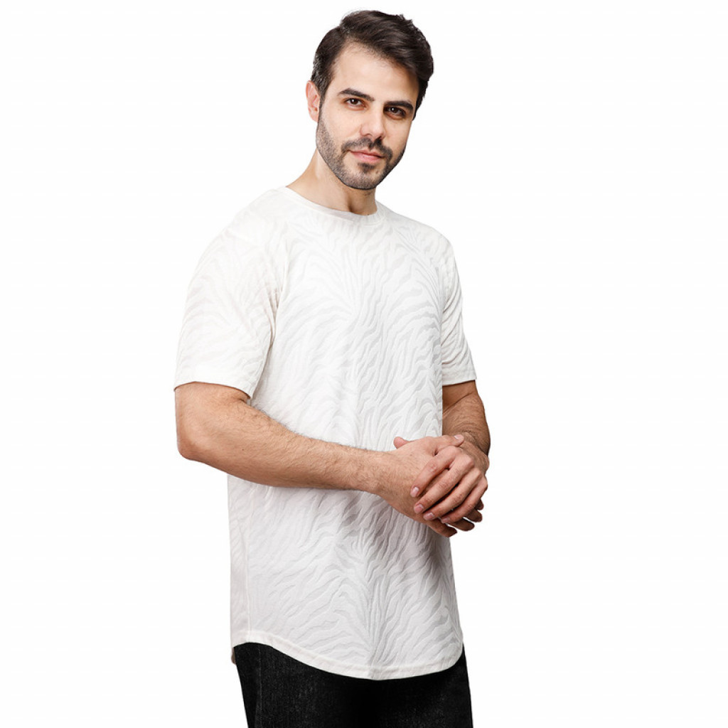Coup - Texture T-Shirt With Round Neck WHITE