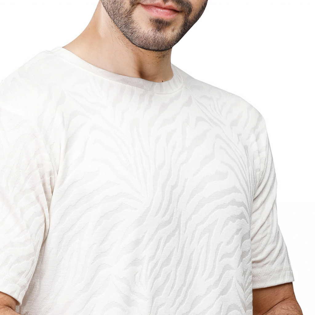 Coup - Texture T-Shirt With Round Neck WHITE