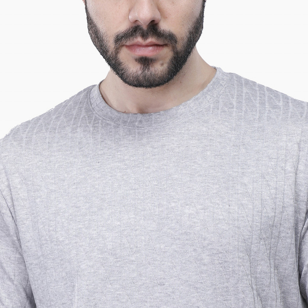 Coup - Texture T-Shirt With Round Neck GREY