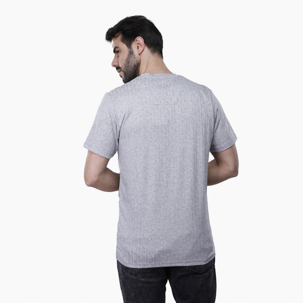 Coup - Texture T-Shirt With Round Neck GREY