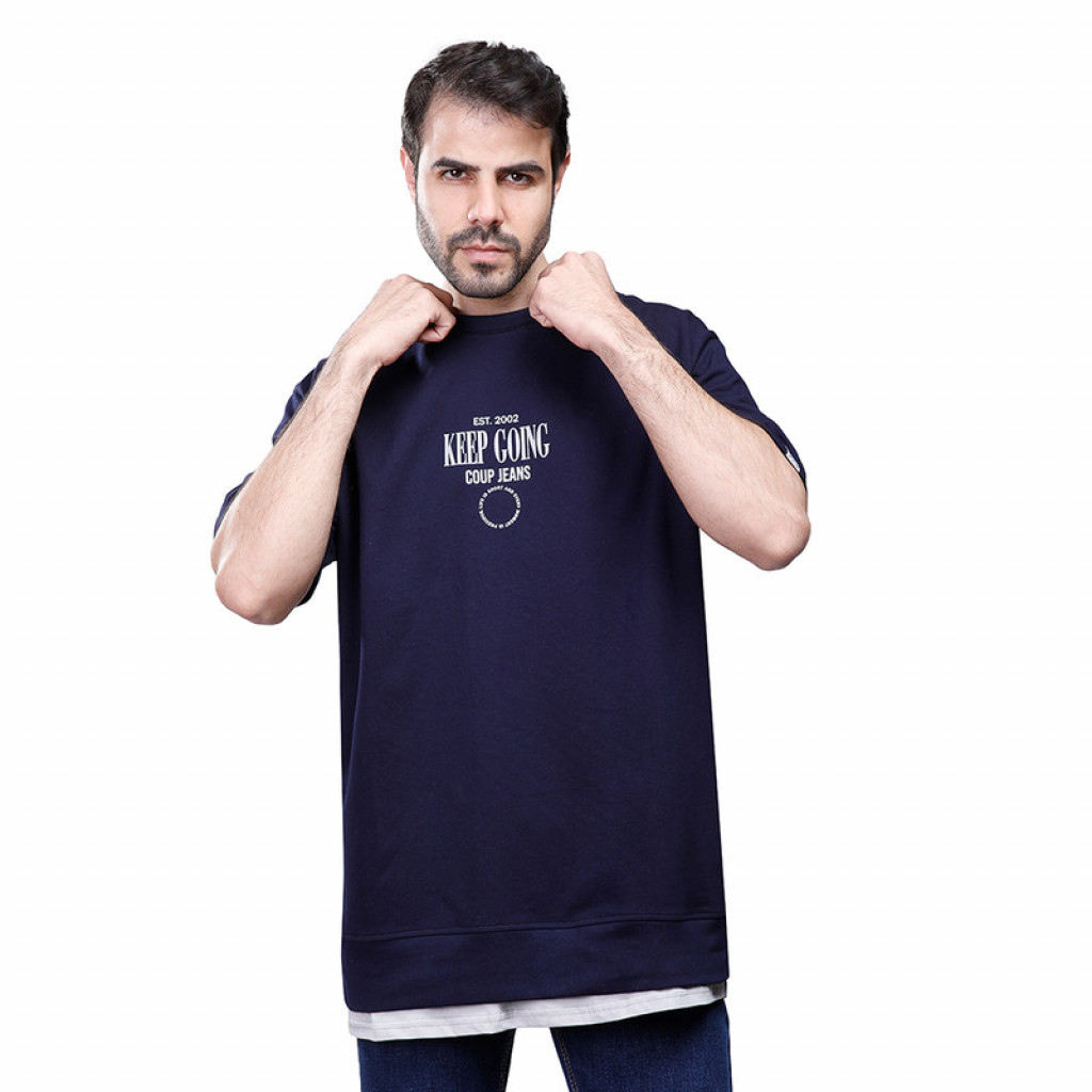 Coup - Text Print Loose Fit T-Shirt NAVY