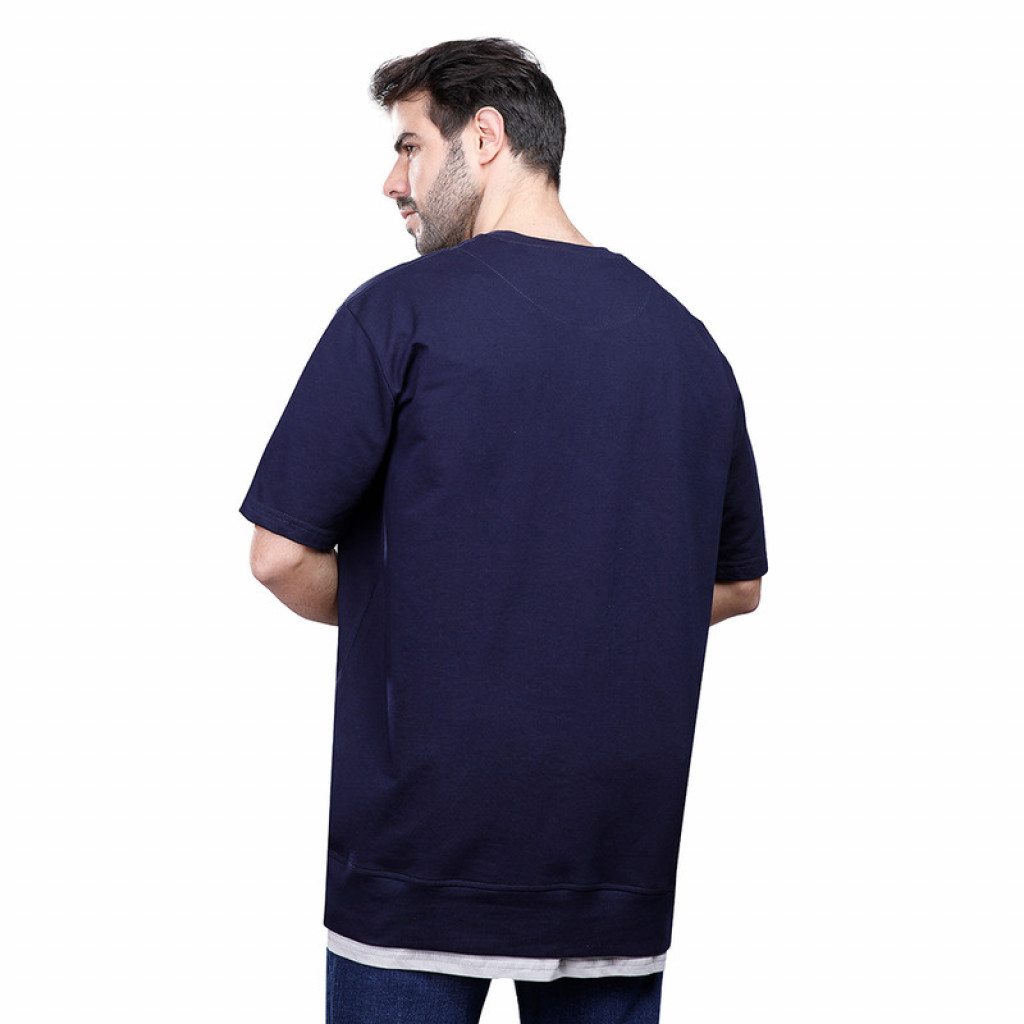 Coup - Text Print Loose Fit T-Shirt NAVY