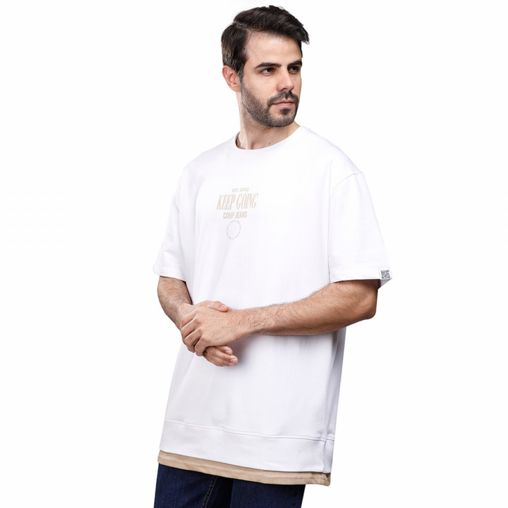 Coup - Text Print Loose Fit T-Shirt WHITE