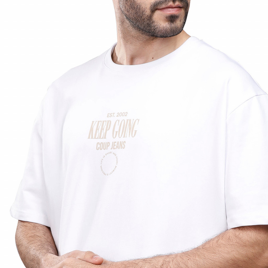 Coup - Text Print Loose Fit T-Shirt WHITE